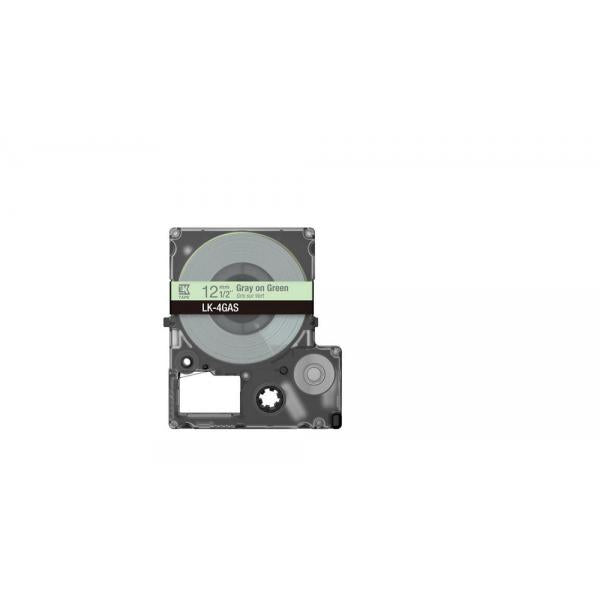 Epson Colour Tape  Green/Grey 12mm[8m]  LK-4GAS (EPSON LK-4GAS COLOUR TAPE 12MM GREEN/GREY [8M])Epson Consumer Et8715946713946C53S672105