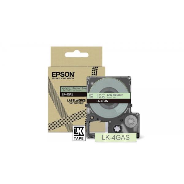 Epson Colour Tape  Green/Grey 12mm[8m]  LK-4GAS (EPSON LK-4GAS COLOUR TAPE 12MM GREEN/GREY [8M])Epson Consumer Et8715946713946C53S672105