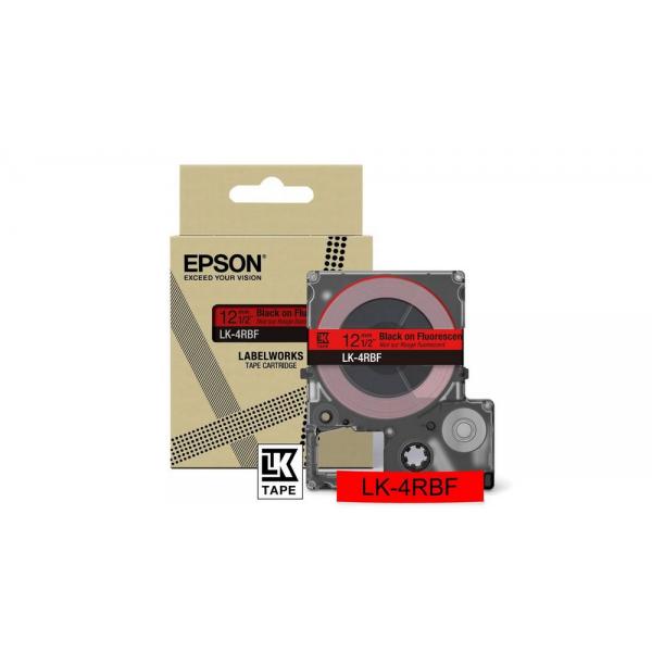 Epson Colour Tape  Fluorescent Red/Black 12mm[5m]  LK-4RBF (EPSON LK-4RBF COLOUR TAPE 12MM FLUORESCENT RED/BLACK [5M])Epson Consumer Et8715946713885C53S672099