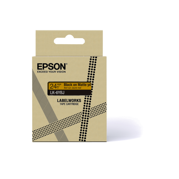 Epson Matte Tape  Yellow/Black 24mm[8m]  LK-6YBJ (Epson LabelWorks LK-6YBJ - tapepatron)Epson Consumer Et8715946713656C53S672076