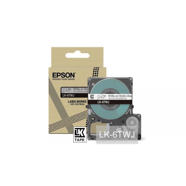 Epson LK-6TWJ Trasparente, Bianco (EPSON LK-6TWJ MATTE TAPE CLEAR/WHITE 24MM [8M])Epson Consumer Et8715946713595C53S672070