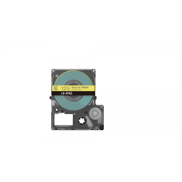 Epson Colour Tape  Yellow/Grey 12mm[8m]  LK-4YAS (Epson LabelWorks LK-4YAS - tapepatron)Epson8715946713939C53S672104