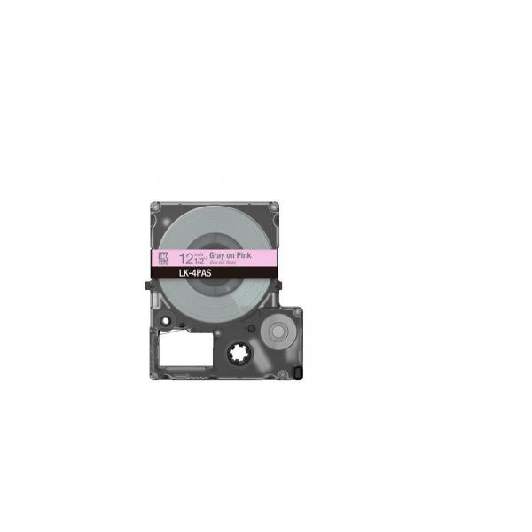 Epson Colour Tape  Pink/Grey 12mm[8m]  LK-4PAS (Epson LabelWorks LK-4PAS - tape - 1 ka)Epson8715946713922C53S672103
