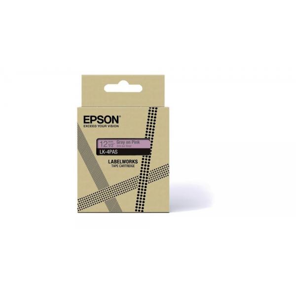 Epson Colour Tape  Pink/Grey 12mm[8m]  LK-4PAS (Epson LabelWorks LK-4PAS - tape - 1 ka)Epson8715946713922C53S672103