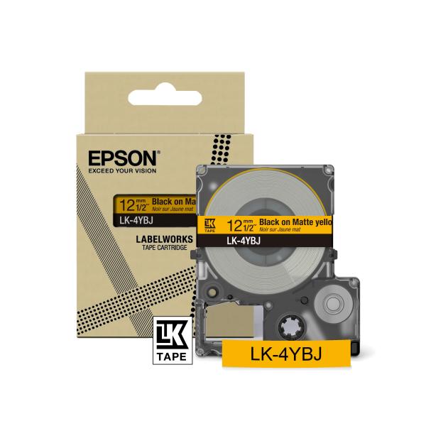 Epson Matte Tape  Yellow/Black 12mm[8m]  LK-4YBJ (Epson LabelWorks LK-4YBJ - tapepatron)Epson8715946713632C53S672074