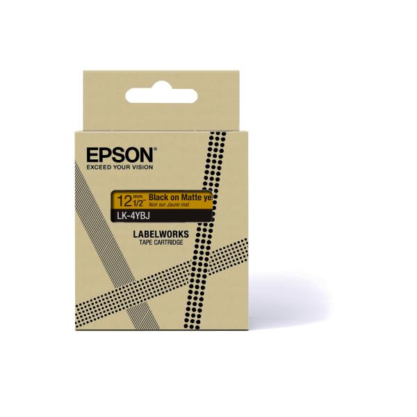 Epson Matte Tape  Yellow/Black 12mm[8m]  LK-4YBJ (Epson LabelWorks LK-4YBJ - tapepatron)Epson8715946713632C53S672074