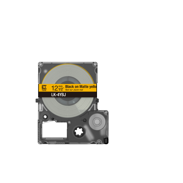 Epson Matte Tape  Yellow/Black 12mm[8m]  LK-4YBJ (Epson LabelWorks LK-4YBJ - tapepatron)Epson8715946713632C53S672074