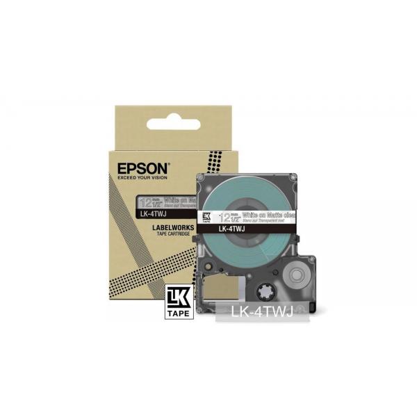 Epson Matte Tape  Clear/White 12mm[8m]  LK-4TWJ (Epson LabelWorks LK-4TWJ - tapepatron)Epson Consumer Et8715946713571C53S672068