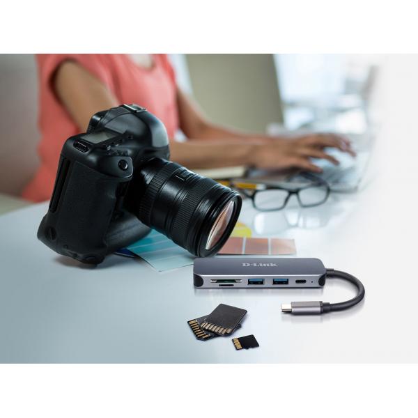 D-Link DUB-2325 USB tipo-C 5000 Mbit/s Grigio (5-IN-1 USB-C HUB W CARD READER)D-link0790069468575DUB-2325/E