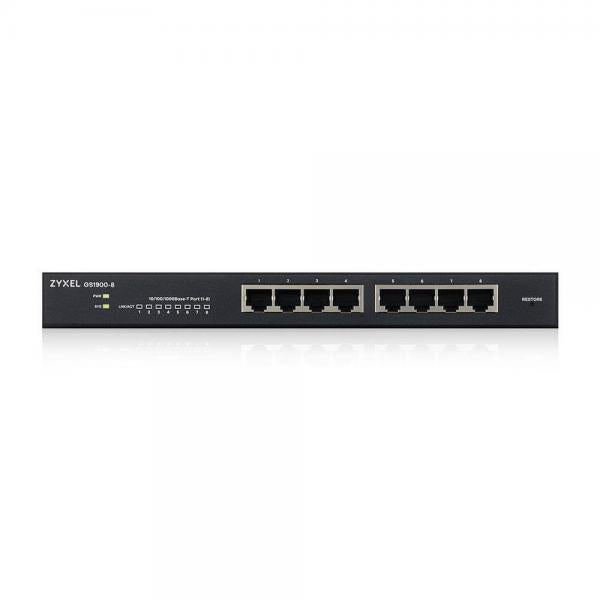 Zyxel GS1900-8 Gestito L2 Gigabit Ethernet [10/100/1000] Nero (Zyxel GS1900-8 - Switch - intelligente - 8 x 10/100/1000 - desktop, montaggio a parete)ZyxelGS1900-8-EU0102F