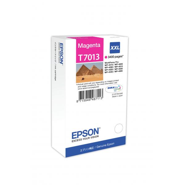 Epson Tanica Magenta (Epson T7013 - 34.2 ml - misura XXL - magenta - originale - blister - cartuccia d'inchiostro - per WorkForce Pro WP-4015 DN, WP-4095 DN, WP-4515 DN, WP-4525 DNF, WP-4595 DNF)EpsonC13T70134010