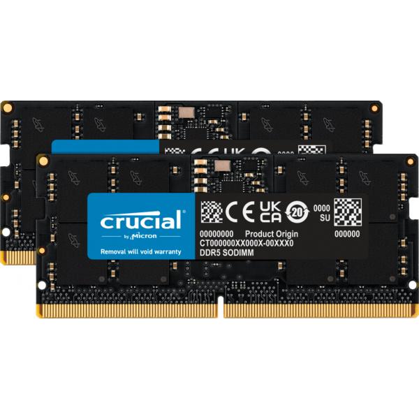 Crucial CT2K16G56C46S5 memoria 32 GB 2 x 16 GB DDR5 262-pin SO-DIMM Data Integrity Check [verifica integrità dati] (Crucial DDR5 - 32GB 5600 SO-DIMM KIT 2x16GB [CT2K16G56C46S5])Crucial0649528929983CT2K16G56C46S5