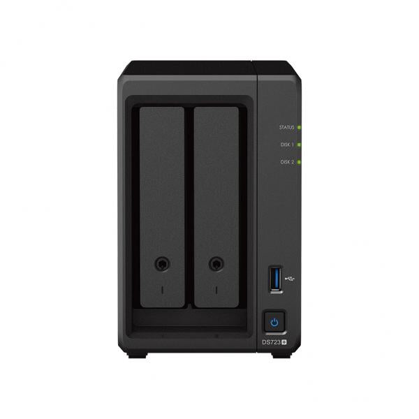 Synology DiskStation DS723+ server NAS e di archiviazione Tower Ryzen Embedded R1600 2 GB DDR4 DiskStation Manager Nero (Synology Disk Station DS723+ - NAS server - 2 bays - RAID JBOD, 0, 1 - RAM 2 GB - Gigabit Ethernet - iSCSI support)SynologyDS723+