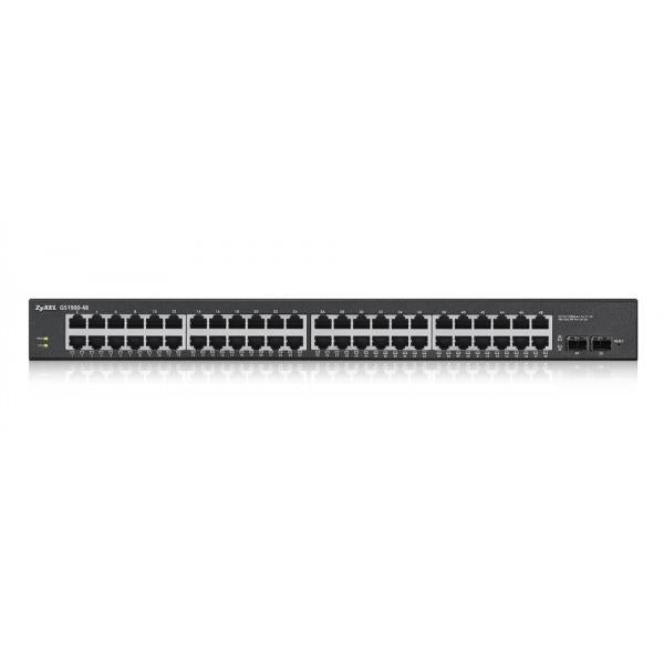 Zyxel GS1900-48HP Gestito L2 Gigabit Ethernet [10/100/1000] Supporto Power over Ethernet [PoE] Nero (Zyxel GS1900-48 - Switch - intelligente - 48 x 10/100/1000 + 2 x Gigabit SFP - desktop, montabile su rack, montaggio a parete)ZyxelGS1900-48-EU0102F