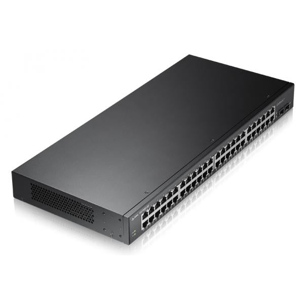 Zyxel GS1900-48HP Gestito L2 Gigabit Ethernet [10/100/1000] Supporto Power over Ethernet [PoE] Nero (Zyxel GS1900-48 - Switch - intelligente - 48 x 10/100/1000 + 2 x Gigabit SFP - desktop, montabile su rack, montaggio a parete)ZyxelGS1900-48-EU0102F