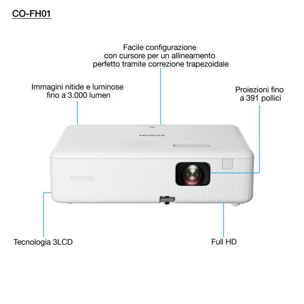 Epson CO-FH01 (Epson CO-FH01 - 3LCD projector - portable - 3000 lumens [white] - 3000 lumens [colour] - 16:9 - 1080p - white)EpsonV11HA84040