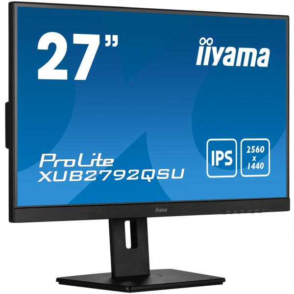 Iiyama XUB2792QSU-B5 Monitor PC 68,6 cm [27] 2560 x 1440 Pixel Full HD LED Nero (iiyama ProLite XUB2792QSU-B5 - LED monitor - 27 - 2560 x 1440 WQHD @ 75 Hz - IPS - 350 cd/m - 1000:1 - 5 ms - HDMI, DVI, DisplayPort - speakers - matte black)Iiyama49485...