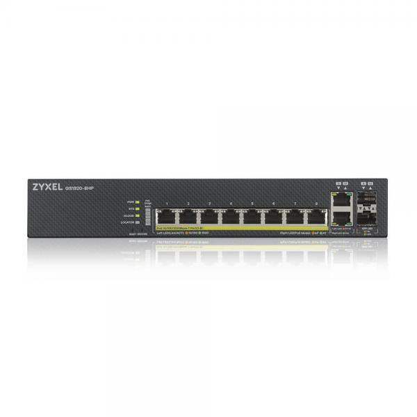Zyxel GS1920-8HPv2 Gestito L2/L3/L4 Gigabit Ethernet [10/100/1000] Supporto Power over Ethernet [PoE] Nero (Zyxel GS1920-8HPv2 - Switch - smart - 8 x 10/100/1000 [PoE+] + 2 x combo Gigabit SFP - desktop, wall-mountable - PoE+ [130 W])ZyxelGS1920-8HPV...
