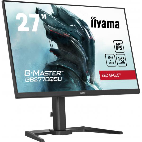 Iiyama G-MASTER GB2770QSU-B5 Monitor PC 68,6 cm [27] 2560 x 1440 Pixel Wide Quad HD LED Nero (iiyama G-Master GB2770QSU-B5 Red Eagle 27 Inch Gaming Monitor, Black, WQHD, IPS, 165Hz, 0.5ms, FreeSync, HDMI, Display Port, USB Hub, Speakers, Int PSU, Hei...