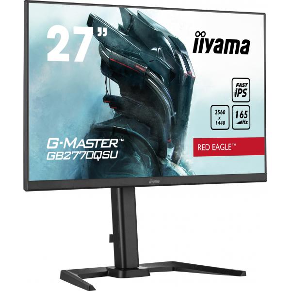 Iiyama G-MASTER GB2770QSU-B5 Monitor PC 68,6 cm [27] 2560 x 1440 Pixel Wide Quad HD LED Nero (iiyama G-Master GB2770QSU-B5 Red Eagle 27 Inch Gaming Monitor, Black, WQHD, IPS, 165Hz, 0.5ms, FreeSync, HDMI, Display Port, USB Hub, Speakers, Int PSU, Hei...