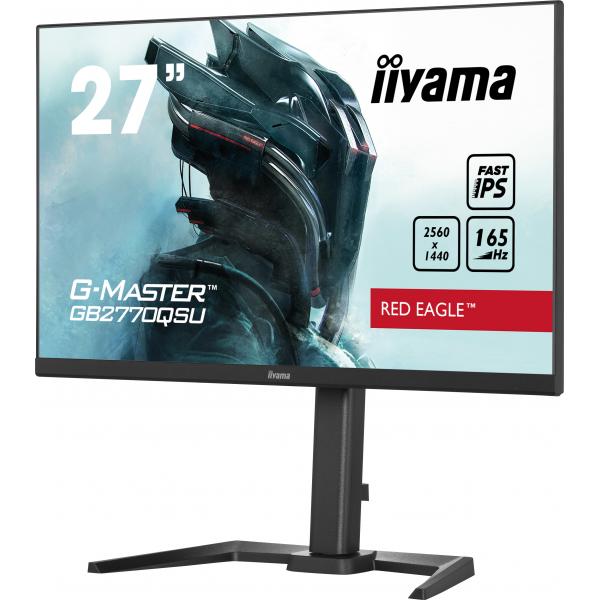 Iiyama G-MASTER GB2770QSU-B5 Monitor PC 68,6 cm [27] 2560 x 1440 Pixel Wide Quad HD LED Nero (iiyama G-Master GB2770QSU-B5 Red Eagle 27 Inch Gaming Monitor, Black, WQHD, IPS, 165Hz, 0.5ms, FreeSync, HDMI, Display Port, USB Hub, Speakers, Int PSU, Hei...