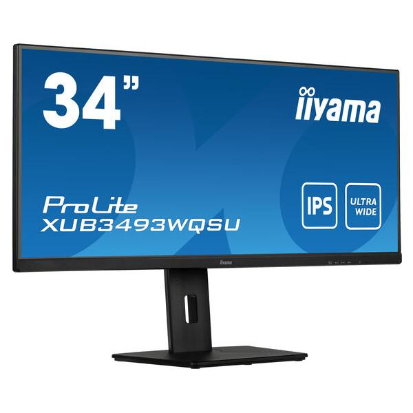 Iiyama ProLite XUB3493WQSU-B5 Monitor PC 86,4 cm [34] 3440 x 1440 Pixel UltraWide Quad HD LED Nero (iiyama ProLite XUB3493WQSU-B5 - Monitor a LED - 34 - 3440 x 1440 UWQHD @ 75 Hz - ADS-IPS - 400 cd/m? - 1000:1 - 4 ms - 2xHDMI, DisplayPort - altoparla...