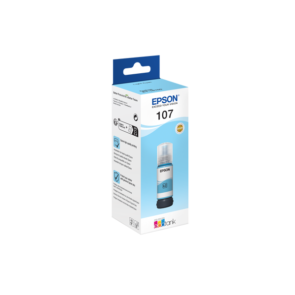 Epson Flacone di inchiostro Ciano chiaro 107 EcoTank (EPSON 107 LIGHT CYAN ECOTANK EcoTank ET-18100)EpsonC13T09B540