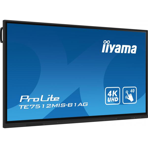 Iiyama PROLITE Pannello piatto per segnaletica digitale 190,5 cm [75] Wi-Fi 400 cd/m 4K Ultra HD Nero Touch screen Processore integrato Android 11 16/7 (PROLITE TE7512MIS-B1AG - 75 PureTouch IR with 40 pt touch with android 11)Iiyama4948570121847TE75...