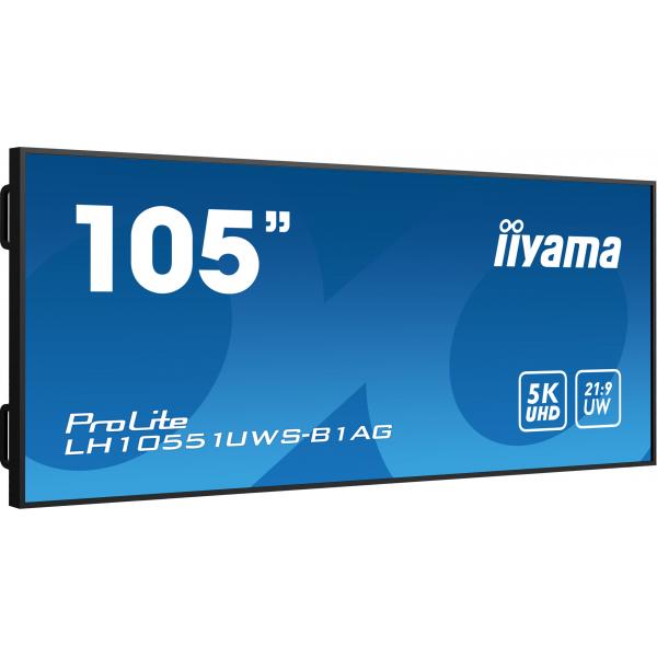 Iiyama LH10551UWS-B1AG visualizzatore di messaggi Pannello piatto per segnaletica digitale 2,66 m [104.7] LED 500 cd/m UltraWide 5K HD Nero 24/7 (105 ProLite LH10551UWS-B1 Commercial Display - 105 Black Large Format Display 500 cd/m2 1x HDMI)Iiyama49...
