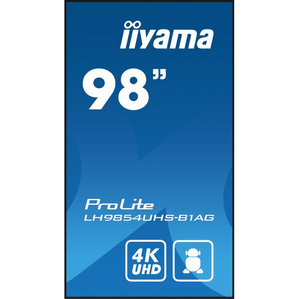 Iiyama LH9854UHS-B1AG visualizzatore di messaggi Pannello piatto per segnaletica digitale 2,48 m [97.5] LCD Wi-Fi 500 cd/m 4K Ultra HD Nero Processore integrato Android 11 24/7 (iiyama ProLite LH9854UHS-B1AG 98' 24/7 IPS 4K Large Format Monitor with ...