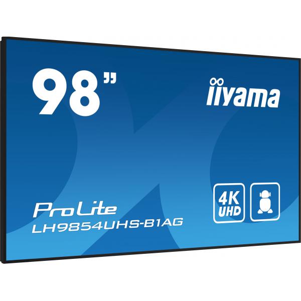 Iiyama LH9854UHS-B1AG visualizzatore di messaggi Pannello piatto per segnaletica digitale 2,48 m [97.5] LCD Wi-Fi 500 cd/m 4K Ultra HD Nero Processore integrato Android 11 24/7 (iiyama ProLite LH9854UHS-B1AG 98' 24/7 IPS 4K Large Format Monitor with ...