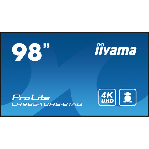 Iiyama LH9854UHS-B1AG visualizzatore di messaggi Pannello piatto per segnaletica digitale 2,48 m [97.5] LCD Wi-Fi 500 cd/m 4K Ultra HD Nero Processore integrato Android 11 24/7 (iiyama ProLite LH9854UHS-B1AG 98' 24/7 IPS 4K Large Format Monitor with ...