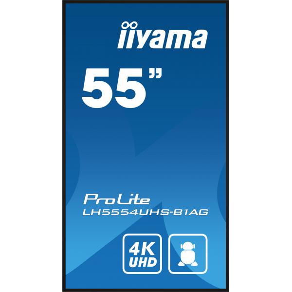 Iiyama LH5554UHS-B1AG visualizzatore di messaggi Pannello piatto per segnaletica digitale 138,7 cm [54.6] LCD Wi-Fi 500 cd/m 4K Ultra HD Nero Processore integrato Android 11 24/7 (Iiyama LH5554UHS-B1AG - 55 Categoria diagonale LH54 Series Display LCD...