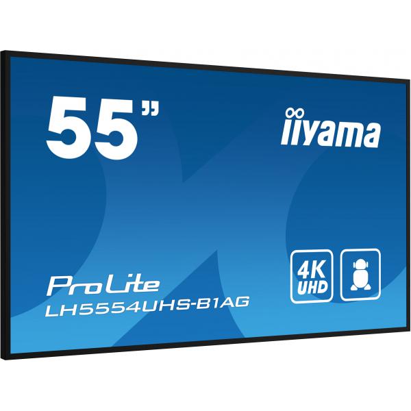 Iiyama LH5554UHS-B1AG visualizzatore di messaggi Pannello piatto per segnaletica digitale 138,7 cm [54.6] LCD Wi-Fi 500 cd/m 4K Ultra HD Nero Processore integrato Android 11 24/7 (iiyama ProLite LH5554UHS-B1AG 55' 4K UHD Professional Digital Signage ...