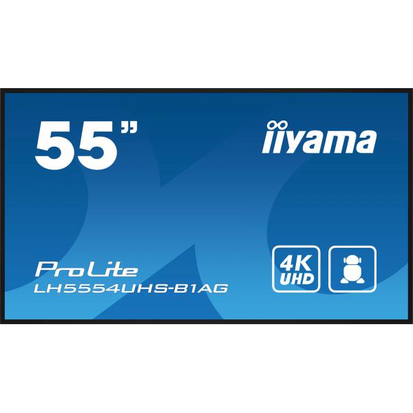 Iiyama LH5554UHS-B1AG visualizzatore di messaggi Pannello piatto per segnaletica digitale 138,7 cm [54.6] LCD Wi-Fi 500 cd/m 4K Ultra HD Nero Processore integrato Android 11 24/7 (Iiyama LH5554UHS-B1AG - 55 Categoria diagonale LH54 Series Display LCD...