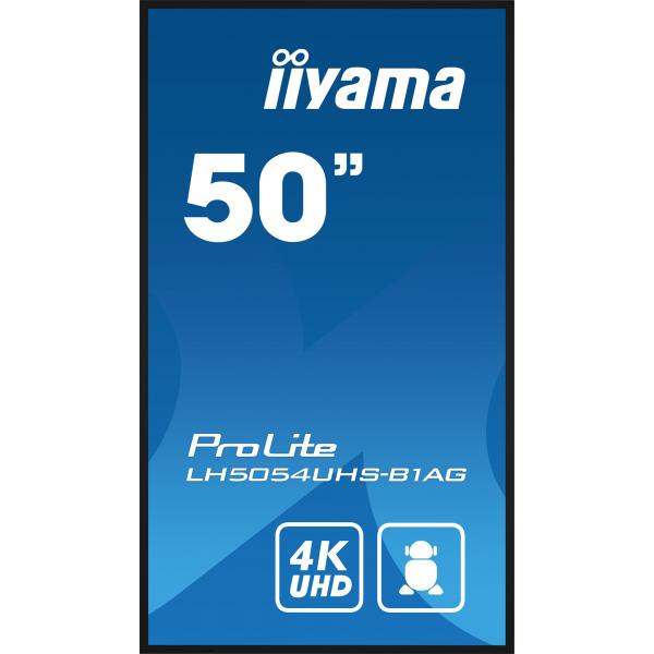 Iiyama LH5054UHS-B1AG visualizzatore di messaggi Pannello piatto per segnaletica digitale 125,7 cm [49.5] LCD Wi-Fi 500 cd/m 4K Ultra HD Nero Processore integrato Android 11 24/7 (Iiyama LH5054UHS-B1AG - 50 Categoria diagonale LH54 Series Display LCD...