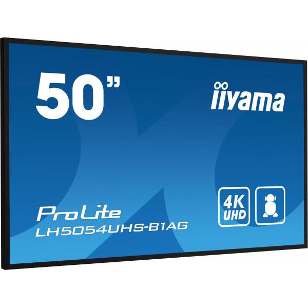 Iiyama LH5054UHS-B1AG visualizzatore di messaggi Pannello piatto per segnaletica digitale 125,7 cm [49.5] LCD Wi-Fi 500 cd/m 4K Ultra HD Nero Processore integrato Android 11 24/7 (Iiyama LH5054UHS-B1AG - 50 Categoria diagonale LH54 Series Display LCD...