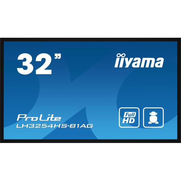 Iiyama LH3254HS-B1AG visualizzatore di messaggi Pannello piatto per segnaletica digitale 80 cm [31.5] LCD Wi-Fi 500 cd/m Full HD Nero Processore integrato Android 11 24/7 (iiyama LH3254HS-B1AG Signage Display Digital signage flat panel 80 cm [31.5'] ...