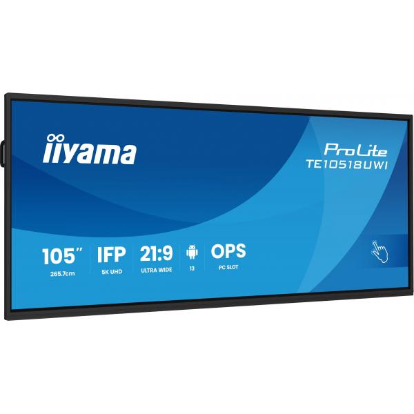 Iiyama TE10518UWI-B1AG visualizzatore di messaggi Design chiosco 2,66 m [104.6] LED Wi-Fi 450 cd/m 5K Ultra HD Nero Touch screen Processore integrato Android 16/7 (105 TE10518UWI-B1AG Interactive Display - 105 Black Interactive Display 5K UHD 450 cd/...
