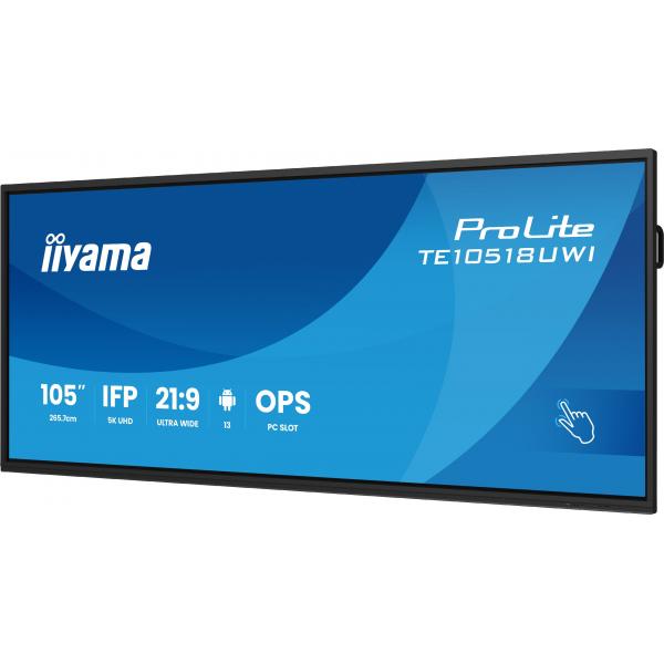 Iiyama TE10518UWI-B1AG visualizzatore di messaggi Pannello A digitale 2,66 m [104.6] LED Wi-Fi 450 cd/m 5K Ultra HD Nero Touch screen Processore integrato Android 16/7 (105 TE10518UWI-B1AG Interactive Display - 105 Black Interactive Display 5K UHD 45...