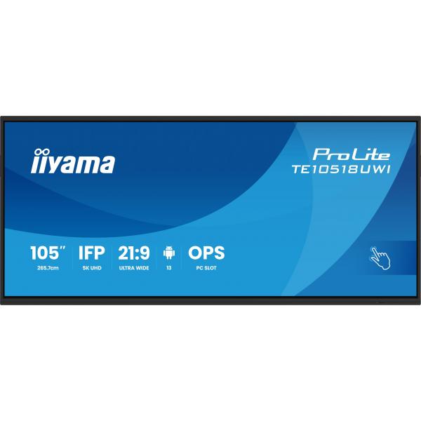 Iiyama TE10518UWI-B1AG visualizzatore di messaggi Pannello A digitale 2,66 m [104.6] LED Wi-Fi 450 cd/m 5K Ultra HD Nero Touch screen Processore integrato Android 16/7 (105 TE10518UWI-B1AG Interactive Display - 105 Black Interactive Display 5K UHD 45...