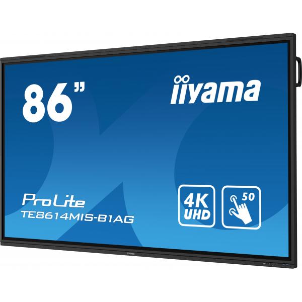 Iiyama TE8614MIS-B1AG visualizzatore di messaggi Pannello piatto interattivo 2,17 m [85.6] LCD Wi-Fi 435 cd/m 4K Ultra HD Nero Touch screen Processore integrato Android 24/7 (Iiyama ProLite TE8614MIS-B1AG 86' PureTouch-IR+ Touch Screen 4K 24/7 Large ...