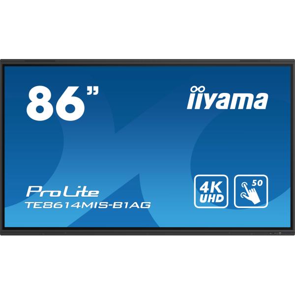 Iiyama TE8614MIS-B1AG visualizzatore di messaggi Pannello piatto interattivo 2,17 m [85.6] LCD Wi-Fi 435 cd/m 4K Ultra HD Nero Touch screen Processore integrato Android 24/7 (Iiyama ProLite TE8614MIS-B1AG 86' PureTouch-IR+ Touch Screen 4K 24/7 Large ...