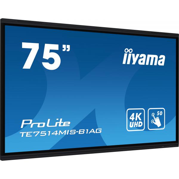 Iiyama TE7514MIS-B1AG visualizzatore di messaggi Pannello piatto interattivo 190,5 cm [75] LCD Wi-Fi 435 cd/m 4K Ultra HD Nero Touch screen Processore integrato Android 24/7 (Iiyama ProLite TE7514MIS-B1AG 75' PureTouch-IR+ Touch Screen 4K 24/7 Large ...