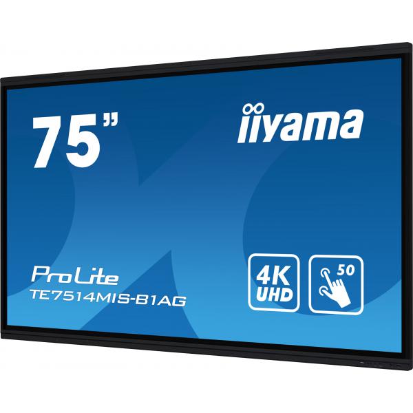 Iiyama TE7514MIS-B1AG visualizzatore di messaggi Pannello piatto interattivo 190,5 cm [75] LCD Wi-Fi 435 cd/m 4K Ultra HD Nero Touch screen Processore integrato Android 24/7 (Iiyama ProLite TE7514MIS-B1AG 75' PureTouch-IR+ Touch Screen 4K 24/7 Large ...