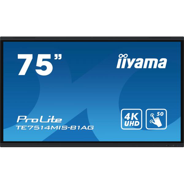 Iiyama TE7514MIS-B1AG visualizzatore di messaggi Pannello piatto interattivo 190,5 cm [75] LCD Wi-Fi 435 cd/m 4K Ultra HD Nero Touch screen Processore integrato Android 24/7 (Iiyama ProLite TE7514MIS-B1AG 75' PureTouch-IR+ Touch Screen 4K 24/7 Large ...