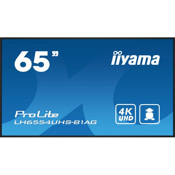 Iiyama LH6554UHS-B1AG visualizzatore di messaggi Pannello piatto per segnaletica digitale 165,1 cm [65] LCD Wi-Fi 500 cd/m 4K Ultra HD Nero Processore integrato Android 11 24/7 (iiyama LH6554UHS-B1AG Signage Display Digital signage flat panel 165.1 c...