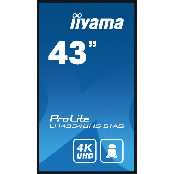 Iiyama LH4354UHS-B1AG visualizzatore di messaggi Pannello piatto per segnaletica digitale 108 cm [42.5] LCD Wi-Fi 500 cd/m 4K Ultra HD Nero Processore integrato Android 11 24/7 (iiyama ProLite 43' 4K UHD Professional Digital Signage 24/7 display with...