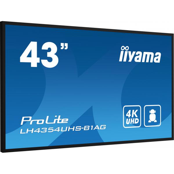 Iiyama LH4354UHS-B1AG visualizzatore di messaggi Pannello piatto per segnaletica digitale 108 cm [42.5] LCD Wi-Fi 500 cd/m 4K Ultra HD Nero Processore integrato Android 11 24/7 (iiyama ProLite 43' 4K UHD Professional Digital Signage 24/7 display with...