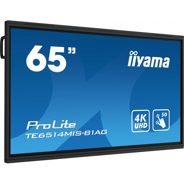 Iiyama TE6514MIS-B1AG visualizzatore di messaggi Pannello piatto interattivo 165,1 cm [65] LCD Wi-Fi 435 cd/m 4K Ultra HD Nero Touch screen Processore integrato Android 24/7 (Iiyama ProLite TE6514MIS-B1AG 65' PureTouch-IR+ Touch Screen 4K 24/7 Large ...